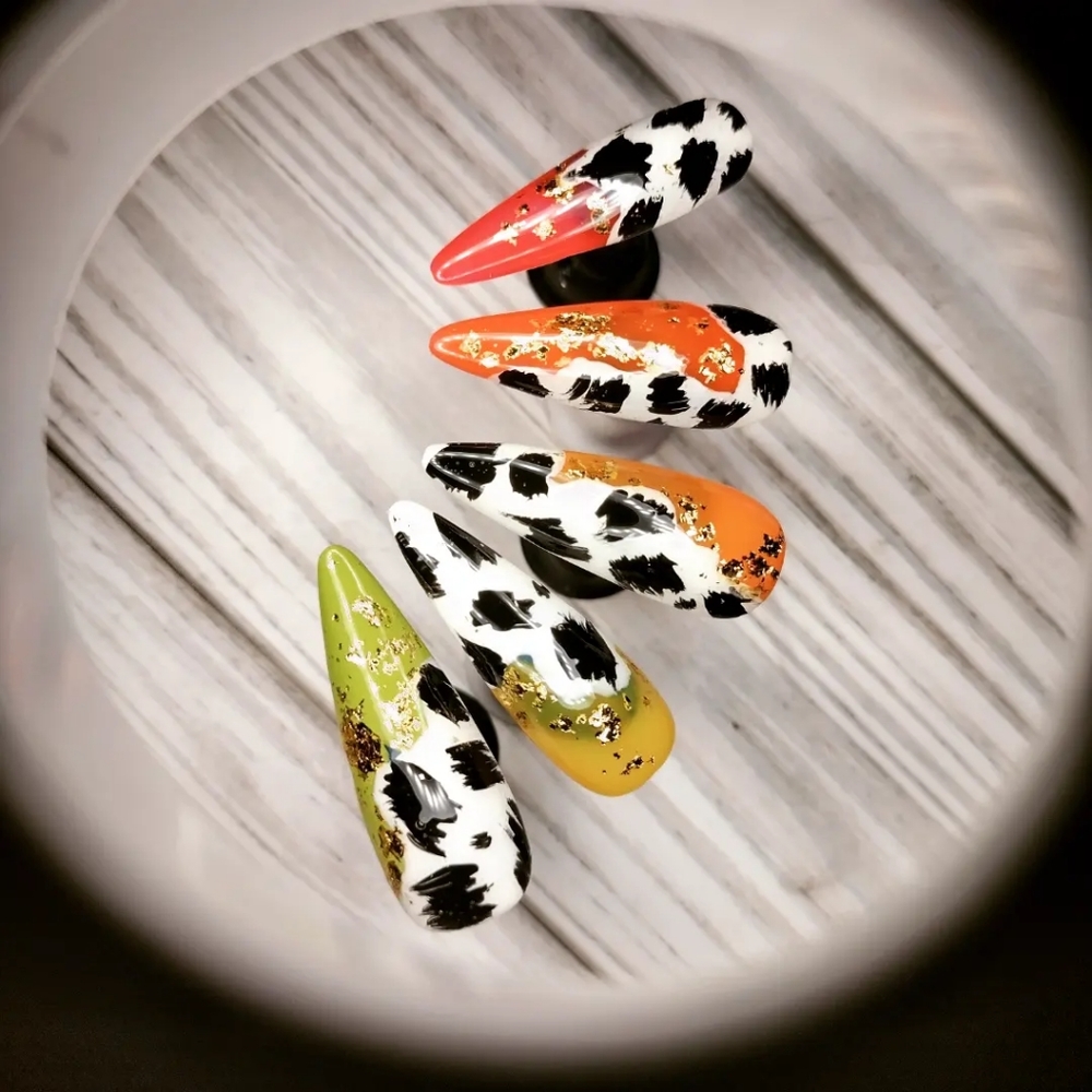 Press on nails cow print with ANY COLOR